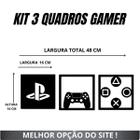 Kit 3 Quadros Vados Gamer Jogos Geek Play Mdf Preto