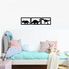 Kit 3 Quadros Vazados Dinossauros Mdf Preto Decorativo Parede Quarto de Criança Casa Sala Kids