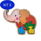 Kit 3 Quebra-Cabeça Infantil Elefante