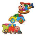 Kit 3 Quebra-cabeça Infantil Transportes Brinquedo Educativo MDF - Maninho - 3 anos