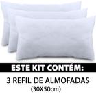 Kit 3 Refil De Enchimento Para Almofada Fibras Siliconadas Macio Antialérgico 30x50cm - BF Colchões