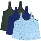 Kit 3 Regata de Pijama Plus Size 2 Lisa 1 Estampada