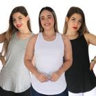 Kit 3 Regatas Feminina Decote Nadador Longline