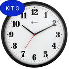 Kit 3 Relógio de Parede 26 cm Preto Marca Herweg