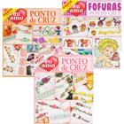 Kit 3 Revistas Bordados Modernos Ponto de Cruz Decoração