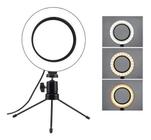 Kit 3 Ring Light De Mesa Iluminador De Led Tripé 6 Polegadas 16cm