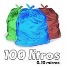 Kit 3 Saco De Lixo 100 Litros Colorido Reforçado 0,10 100u