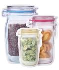 Kit 3 Saco Plástico Alimentos Reutilizável Porta Alimentos Grãos Legumes Temperos Com Lacre Zip