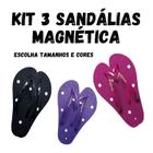 Kit 3 Sandálias Magnéticas Infravermelho Esporão Má Circulação Tira dor Preto / Lilás / Rosa 35/36