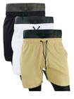 KIT 3 Shorts/Bermudas masculino tactel com elastano moda praia academia futbal secagen rapido