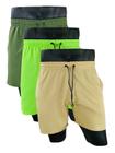 KIT 3 Shorts/Bermudas masculino tactel com elastano moda praia academia futbal secagen rapido