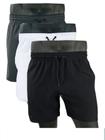 KIT 3 Shorts/Bermudas masculino tactel com elastano moda praia academia futbal secagen rapido