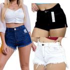 Kit 3 Shorts Jeans Feminino Cintura Alta + Cinto de Presente