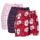 Kit 3 Shorts Liganete Estampado Feminino Cós Elástico Verão