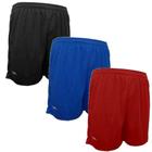 Kit 3 shorts masculino academia futebol lazer esportivo 100% poliéster