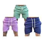 Kit 3 Shorts Masculino de Linho Slim Mauricinho Premium Alta Qualidade Diversas Cores