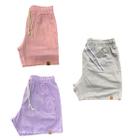 Kit 3 Shorts Mauricinho Fio Tinto Linho 3 Bolsos