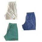 Kit 3 Shorts Mauricinho Fio Tinto Linho 3 Bolsos