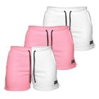 Kit 3 Shorts Moletom Feminino Com 2 Bolsos Fenda Lateral Básico Casual Treino