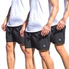 Kit 3 Shorts Tactel Masculino Esporte Academia Com Bolsos Laterais E Cós de Elástico