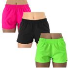 Kit 3 Shorts Tactel Secagem Rápida Feminino Fitness Academia Blogueirinha Calor Pedalar praia