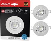 Kit 3 Spot Led Embutir 3w Redondo 6500k Branco Frio Avant