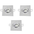 Kit 3 spot led embutir quadrado br6500k 3w avant