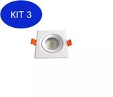 Kit 3 Spot Super Led 7W Lampada Quadrada - 2700K Branco Quente