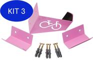 Kit 3 Suporte De Parede Bike Mtb Speed Tipo 3V Bicicleta Rosa