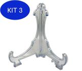 Kit 3 Suporte Para Pratos E Azulejos Acrílico Transparente 24Cm