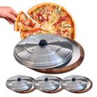 Kit 3 Suportes Bandeja 30Cm Com Formas E Tampas Para Cortar E Servir Pizza