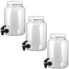 Kit 3 Suqueira Barrica de Vidro Multiuso 3,2L com Torneira Cromo e Tampa Branco - Gastrobel