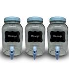 Kit 3 suqueiras de vidro 3 litros com lousa e giz
