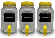 Kit 3 suqueiras de vidro 3 litros com lousa e giz