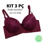 Kit 3 sutian sutiã de bojo reforçado com detalhe de renda