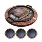 Kit 3 Tábuas Para Churrasco E Porções Redondas Picanheira Com Chapas De Ferro - Brasa Store