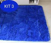 Kit 3 Tapete Felpudo Azul Royal 1,00x1,50-Pelo Alto Costa