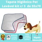 Kit 3 tapete higiênico pet lavável reutilizável 50x45cm