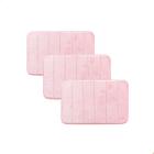 Kit 3 Tapetes de Banheiro Antiderrapante Emborrachado Macio Super Soft Rosa