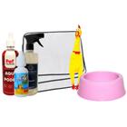 Kit 3 Tapetes Higi. Pet + Comedouro + Brinquedo Frango + Água Perfumada + Xixi Sim + Aqui Não Pode