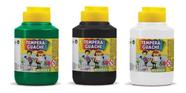 Kit 3 TEMPERA GUACHE - 250ml - VERDE PRETO BRANCO - 02020511 / 02020520 / 02020519