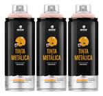 Kit 3 Tinta Spray Metálica Pro Rose Gold Brilhante Mtn 400ml