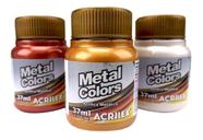 Kit 3 Tintas Metal Colors Acrilex