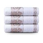 Kit 3 Toalhas de Banho Jacquard Branca Hotel Spa Salão Grossa e Grande 400g/m2 - 75x140cm - Ohana