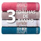 Kit 3 Toalhas de Banho Ohana Grossa e Grande 410g/m2 - 75x140cm - 100% Algodão Menor Preço