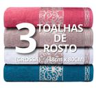 Kit 3 Toalhas de Rosto Grossa e Grande 400g/m2 - 48x80cm - Ohana - 100% Algodão Menor Preço - MultiToalhas