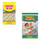 Kit 3 toalhas geladeira e armário + cortina de pia estampada