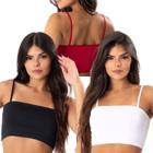 Kit 3 Top De Academia Feminino Cropped Fitness Sem Bojo Faixa Alcinha Casual Treino Básico - Lelu Modas