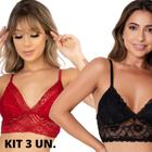 cropped top de renda feminino lingerie sutiã sem bojo rendado