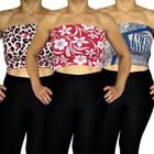 Kit 3 Tops Femininos Faixa sem alça Elástico Barra Estampas Sortidas Viscolycra Pp Plus Size